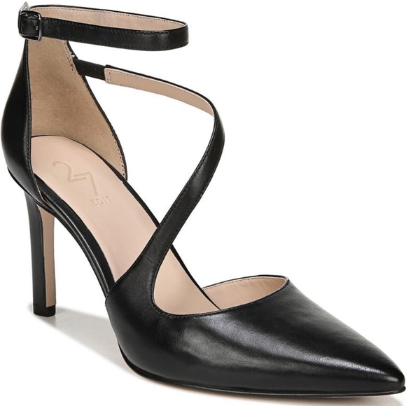 NEW 27 Edit by Naturalizer Abilyn Black Leather Heel Pump Ankle Strap Office | 6 - Picture 1 of 13